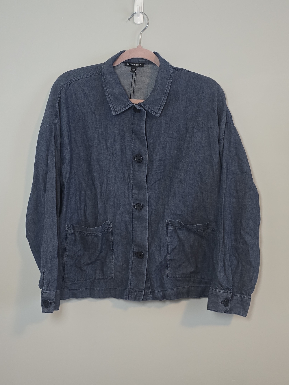 Eileen Fisher Indigo Organic Cotton Denim Shirt Jacket Shacket Women’s L